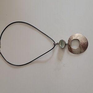 R NORMAN SILVER 925 JEWLRY HAMMERED PENDANT NECKLACE GREEN